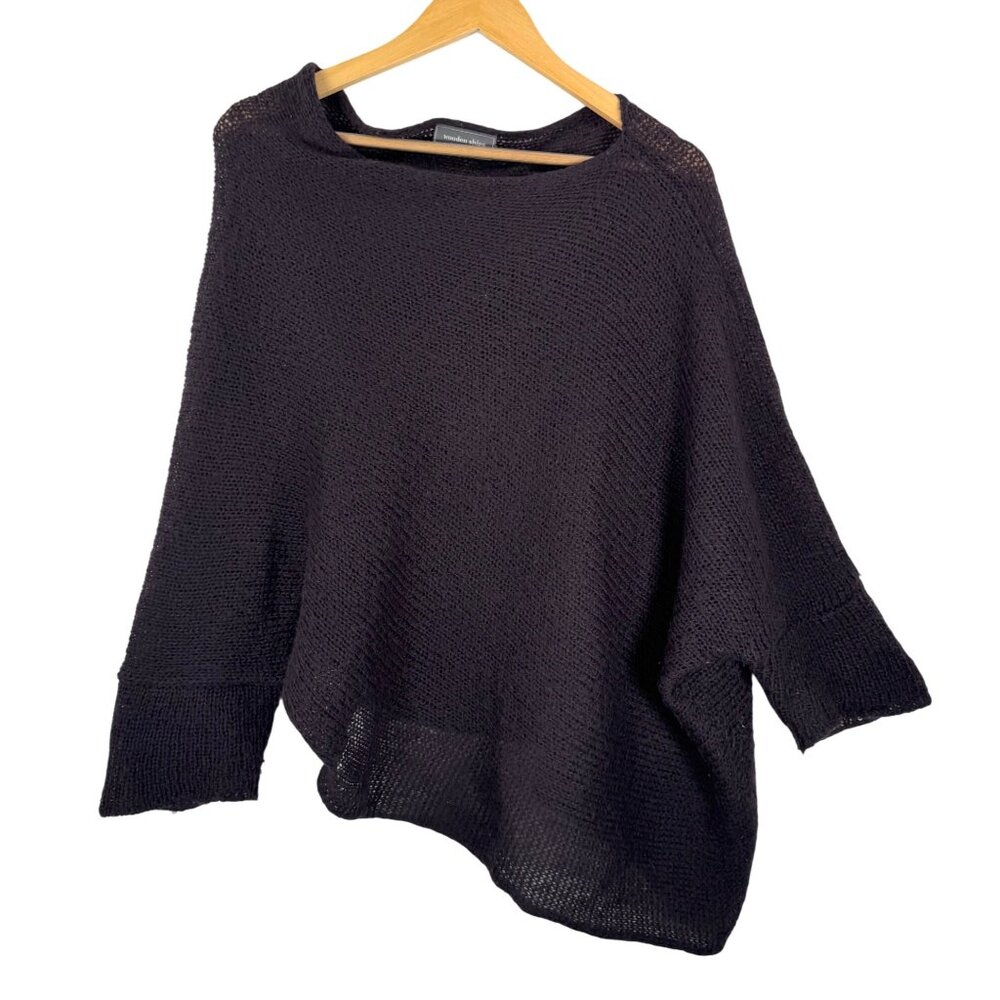 Anthropologie Wooden Ship wool mohair open knit asymmetrical sweater‎ sz M/L